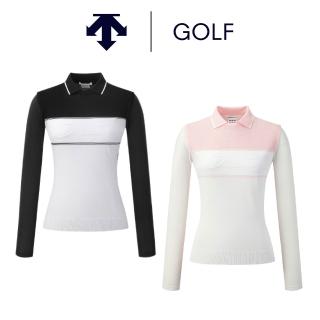 【DESCENTE】GOLF 迪桑特 KNIT HYBRID 女款 高爾夫翻領長袖上衣 長袖POLO衫 長袖上衣 運動上衣(兩色任選)