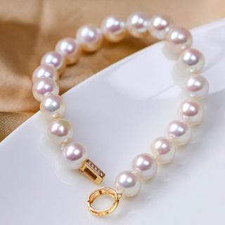 月輝珠寶 6-7mm 頂級天然 Akoya 珍珠 18K黃金手鍊 經典時尚圓環設計 正圓極強光珍珠 紀念日禮物