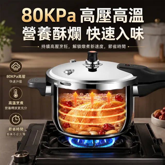 【Felsted 菲仕德】壓力鍋 家用加厚高壓鍋 304不鏽鋼壓力鍋 7L 安全防爆 80KPa高壓快煮 電磁爐瓦斯爐通用