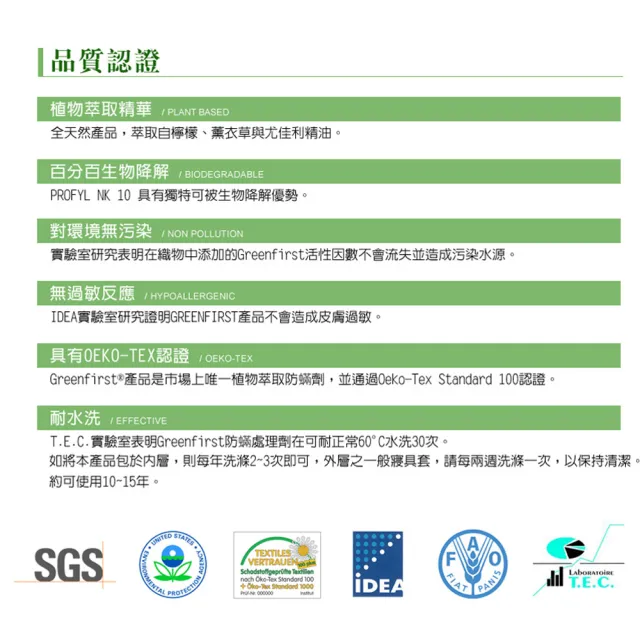 【LooCa】防蹣防蚊平面式保潔墊-加大6尺(Greenfirst系列-速★限量出清)