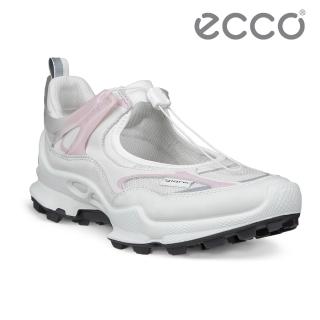 【ecco】BIOM C-TRAIL W 蹤跡健步鏤空戶外繫帶休閒鞋 女鞋(白色/水泥灰 80365361469)