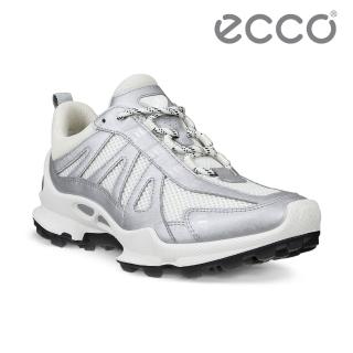 【ecco】BIOM C-TRAIL W 蹤跡健步織物皮革運動休閒鞋 女鞋(銀色/白色 80322351366)