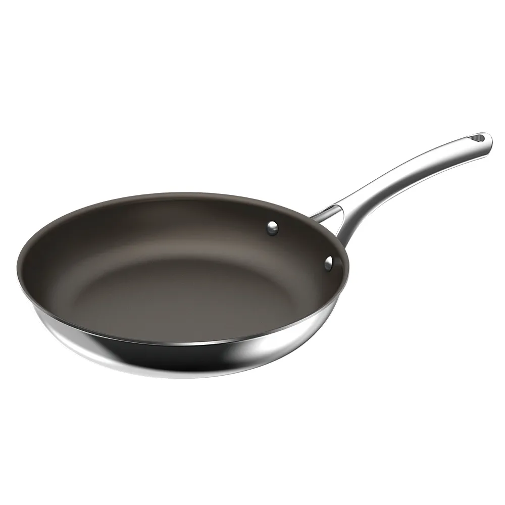 【CorelleBrands 康寧餐具】DuraNano晶奈無塗層不沾不鏽鋼平煎鍋28cm