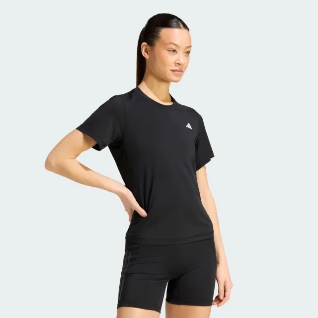 【adidas 愛迪達】短袖上衣 女 訓練 慢跑 亞規 PL ESS R TEE 黑 KW4399