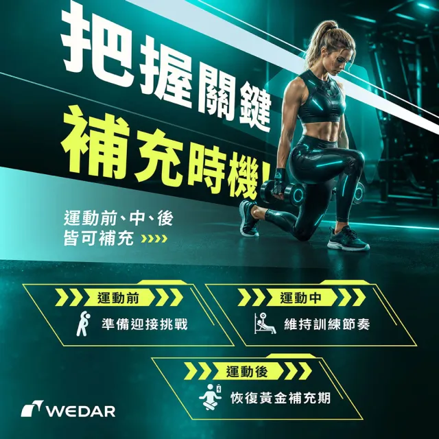 【Wedar 薇達】BCAA支鏈胺基酸粉 3盒組(15包/盒.7g/包.左旋麩醯胺酸.隨身包.檸檬百香風味.奶素.運動補給)