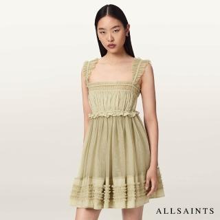 【ALLSAINTS】ANGELA 抓皺短洋裝-綠 W144DE(修身版型)