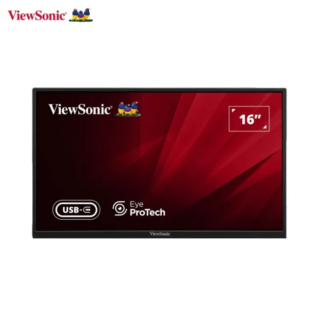 【ViewSonic 優派】2入組★VA1650 16型 USB-C 輕薄可攜式螢幕(IPS/3.5mm耳機孔/內建可折疊支架/7ms)
