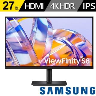 【Samsung 三星】S27H802UAC 27型 IPS 4K ViewFinity S8創作者電腦螢幕(HDR10/Type-C 90W/KVM/HDMI/DP)