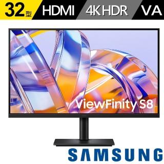 【Samsung 三星】S32H802UAC 32型 VA 4K ViewFinity S8美型螢幕(Type-C/HDR10/sRGB 100%/升降旋轉)