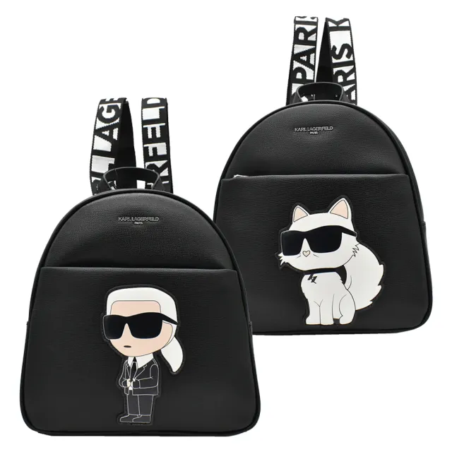 【KARL LAGERFELD 卡爾】卡爾老佛爺人像拉鍊後背包