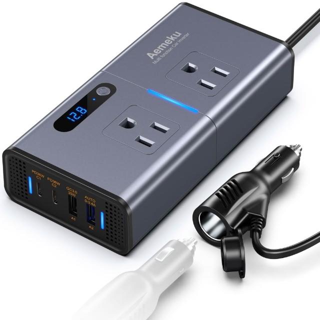 12V轉110V變壓器 200W逆變器(車載變壓器 電源轉換器 點煙器快充 PD車載充電器 車充插座 車載插座)