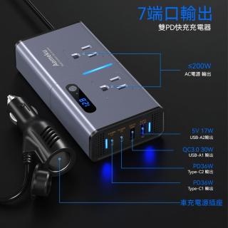車充插座12V轉110V變壓器 200W逆變器(電源轉換器 車載插座 PD車載充電器 點煙器快充 車載變壓器)