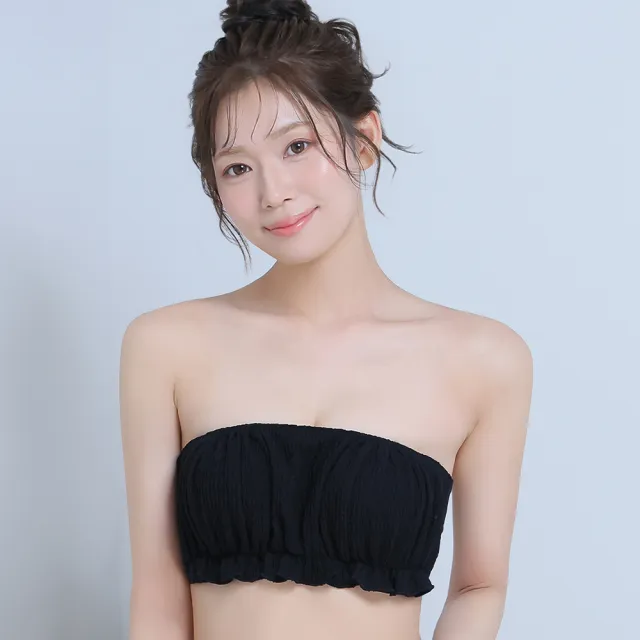 【aimerfeel】單品內衣褶邊1/2罩杯超盛內衣-黑色-1106211-BL