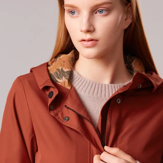 【ST.MALO】美國抗菌法式花藝翻領修身精品派克大衣-2253WJ(磚紅色/栗子棕)