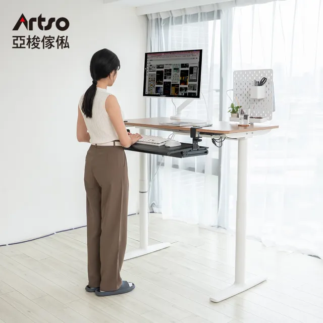 【Artso 亞梭】UD 電動升降桌_120公分 贈層架(電動桌/辦公桌/書桌/坐站兩用桌)