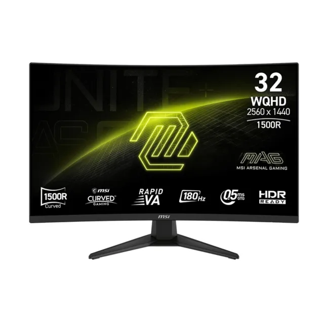 【MSI 微星】雷蛇有線電競滑鼠組★MAG 321CQF E18 32型 VA 180Hz 2K 曲面電競螢幕(1500R/AdaptiveSync/HDR)