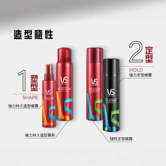 【VS 沙宣】強力持久造型慕斯250ml 3入組(造型品/清爽自然/即刻塑型)