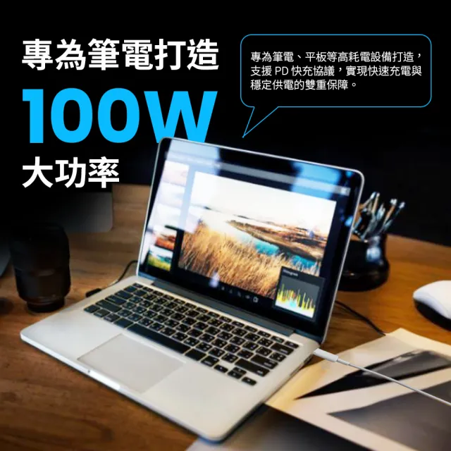 【YOMIX 優迷】100W氮化鎵數據顯示四孔快充充電器(Type-C/USB/筆電快充/豆腐頭/充電頭/I17適用)