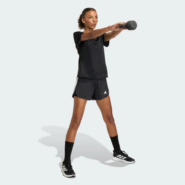 【adidas 愛迪達】短褲 女 運動褲 吸濕排汗 亞規 PACER 2IN1 黑 KD9742