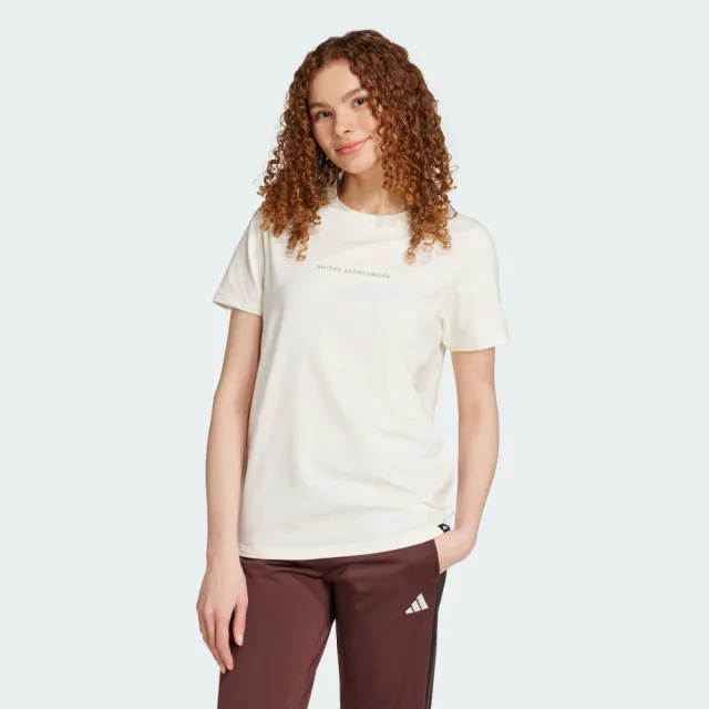 【adidas 愛迪達】短袖上衣 女 W C DDL CAMP T 米白 JX5322