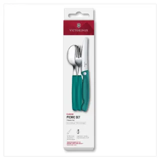 【VICTORINOX 瑞士維氏】餐具三件組 Swiss Classic 削皮刀、叉、匙套裝 黑色/綠色(6.7193.3F/6.7194.3FC1)