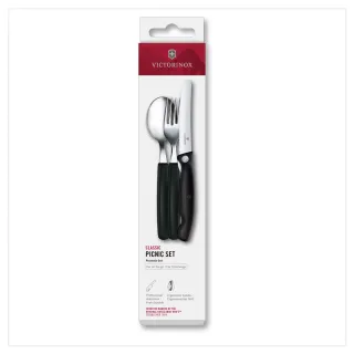 【VICTORINOX 瑞士維氏】餐具三件組 Swiss Classic 削皮刀、叉、匙套裝 黑色/綠色(6.7193.3F/6.7194.3FC1)