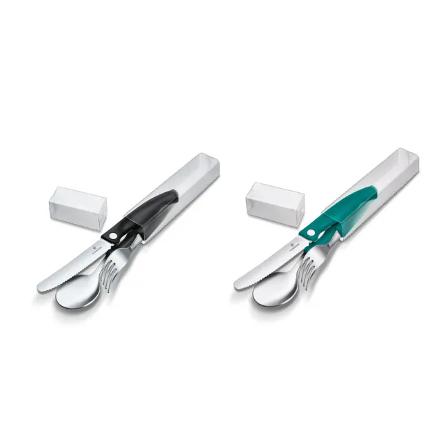 【VICTORINOX 瑞士維氏】餐具三件組 Swiss Classic 削皮刀、叉、匙套裝 黑色/綠色(6.7193.3F/6.7194.3FC1)