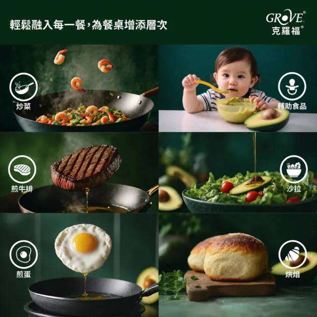 【GROVE 克羅福】紐西蘭第一品牌 頂級冷壓初榨酪梨油500ml*2瓶贈噴油瓶1個(32 顆哈斯酪梨濃縮而成)雙11推薦