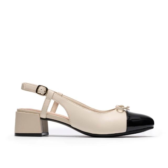 【Clarks】女鞋 Iridessa Sling真皮後拉帶粗跟鞋 (奶油色)(CLF86888D)