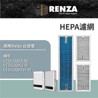 【RENZA】適用 Delta 台達電 VEB100AT-W VEB100AJ-W VEB100ATH-W 全熱交換器 HEPA+初效濾網 濾芯 濾心