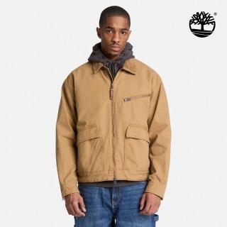 【Timberland】男款棕黃色寬版Strafford帆布外套(A5T43AKX)