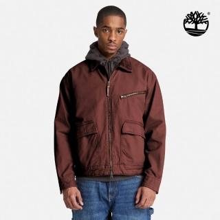 【Timberland】男款咖啡色寬版Strafford帆布外套(A5T43AJD)