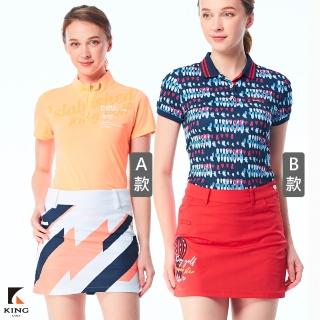 【KING GOLF】獨家特談！女款修身透氣立體刺繡拼接剪裁印花A-LINE短裙/高爾夫球裙/褲裙-多款任選