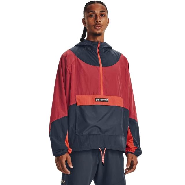 【UNDER ARMOUR】UA 男 Rush Woven 半開襟連帽套頭衫_1377183-044(藍紅)