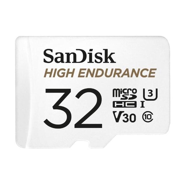 【SanDisk 晟碟】32G 家用/行車安全監控紀錄專用 4k U3 記憶卡 附轉卡(連續紀錄2500 小時 原廠2年保固)
