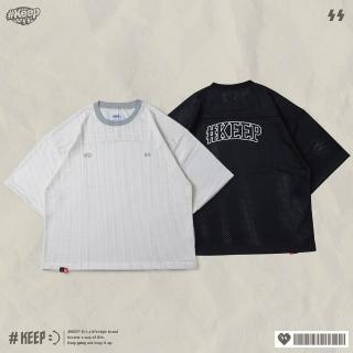 KEEP MESH JERSEY 網眼球衣 奶油白色 黑色 印花 休閒 運動 透氣 短T 球衣 (KS309)