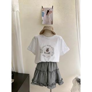 CHILL 韓系初戀感！蕾絲花邊/荷葉袖印花Tee百搭顯瘦 少女感 甜美風 百搭T恤