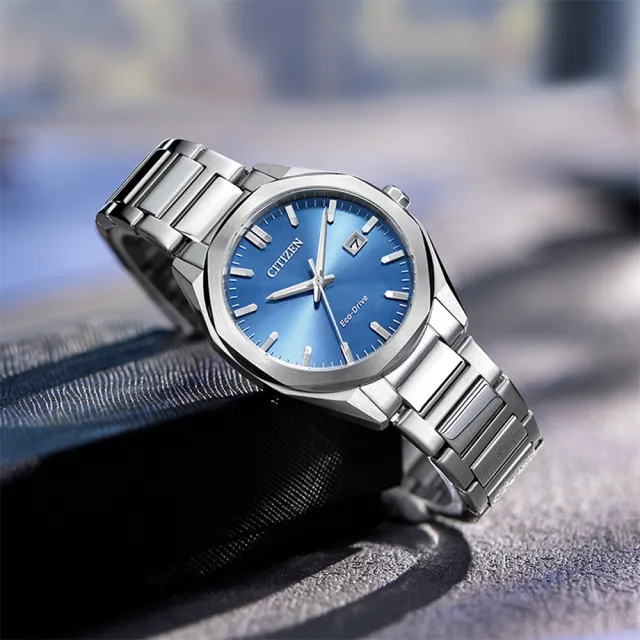 【CITIZEN 星辰】父親節推薦款 限量 光動能八角形經典大三針手錶-藍/38mm 錶 生日禮 送禮(BM7620-83M)
