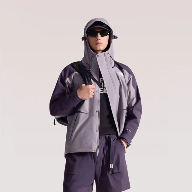 【The North Face】北面男款灰色DRYVENT防水可拆式連帽衝鋒衣｜8F19JZU 外套