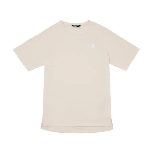 【The North Face】北面兒童米白色UPF防曬短袖T恤|8BMXQLI(抗UV)