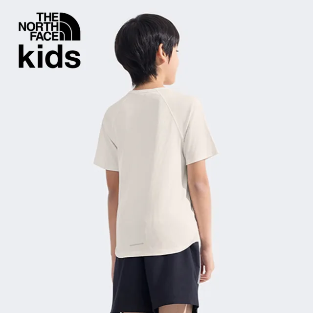 【The North Face】北面兒童米白色UPF防曬短袖T恤|8BMXQLI(抗UV)