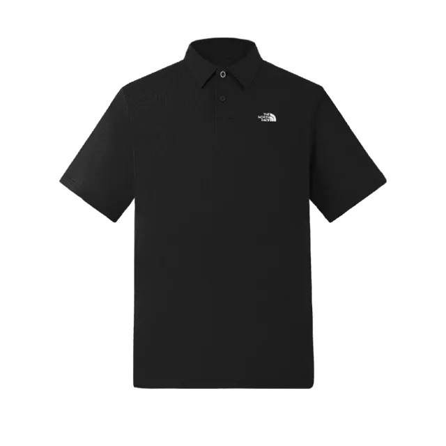 【The North Face】北面男款黑色吸濕排汗POLO衫短袖｜8EY5JK3(排汗衫)