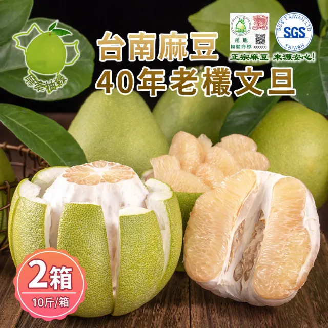 台南麻豆三代果園40年老欉文旦10斤x2箱(8-10顆/箱_果園直送_外銷等級_中秋禮盒_柚子)