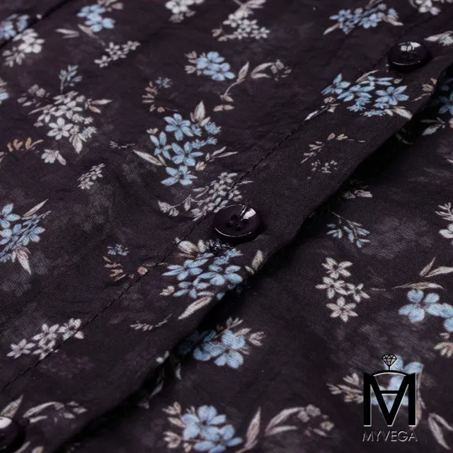 【MYVEGA 麥雪爾】MA天絲微透感碎花雪紡上衣-共二色(日系/女上衣/涼感/短袖)