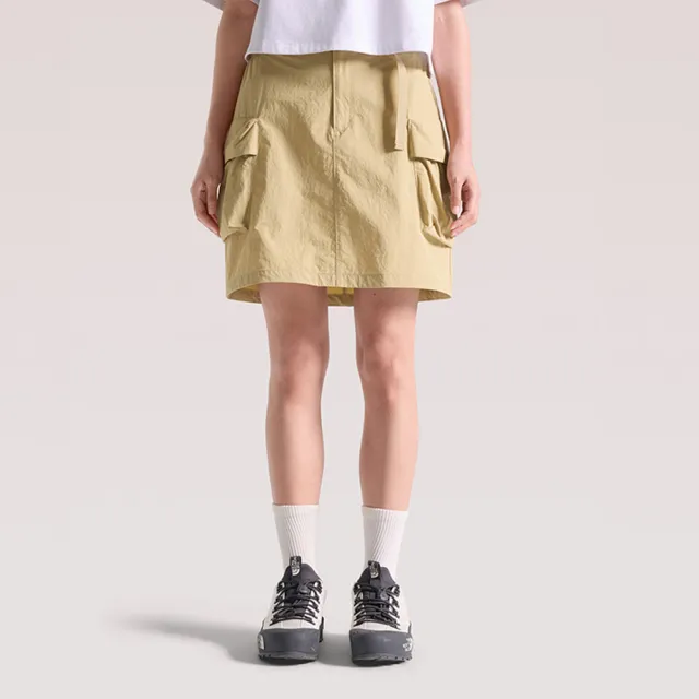 【The North Face】北面女款卡其色WINDWALL防風附腰帶短裙|8C10LK5