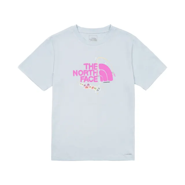 【The North Face】北面兒童藍色FLASHDRY速乾圖案印花短袖T恤|8H01BPO