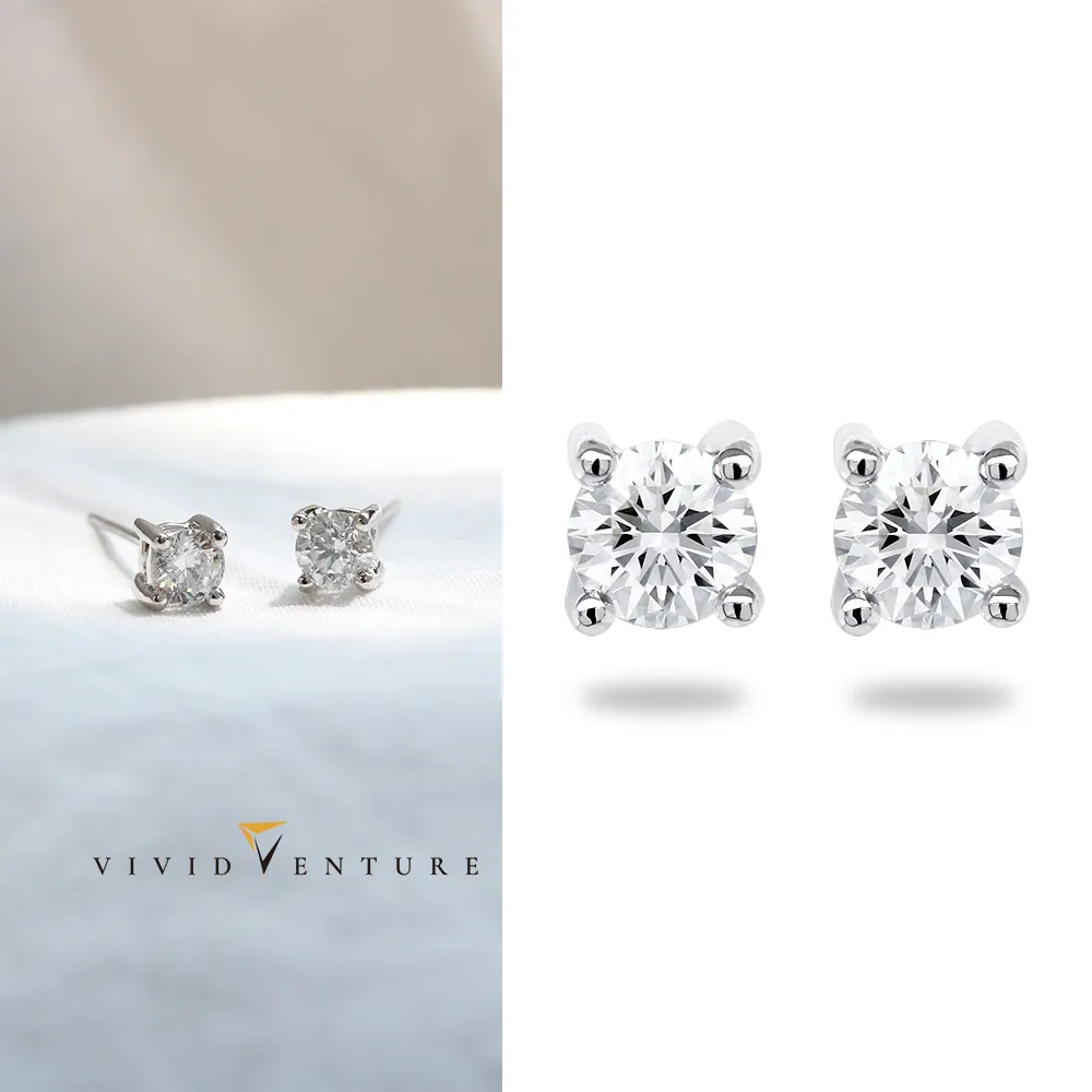 【Vividventure 亞帝芬奇】40分 天然鑽石 真鑽 耳環 經典(14K金台+18K金耳針)