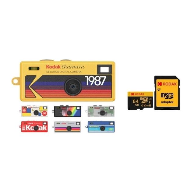 【Kodak 柯達】CHARMERA 迷你數位相機鑰匙圈盲盒+64G記憶卡組(交換禮物/聖誕禮物)