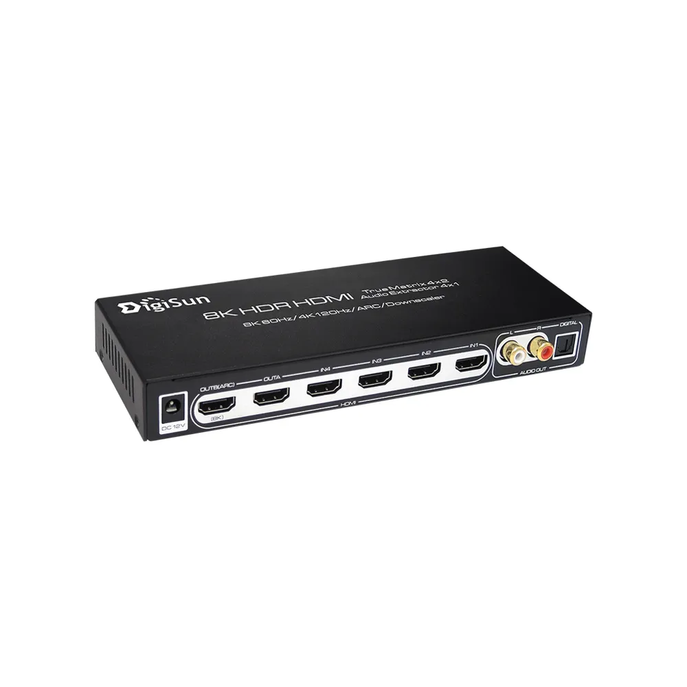 【DigiSun 得揚】QHA942 8K HDMI 2.1 四進二出矩陣切換器+音訊擷取器
