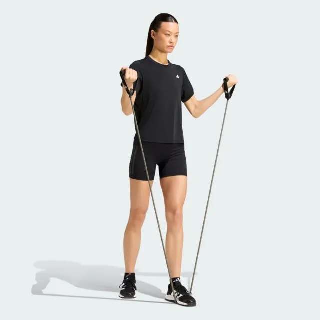 【adidas 愛迪達】Pl Ess R Tee 女 T恤 運動上衣 休閒短袖 黑 亞版 吸濕排汗(KW4399)
